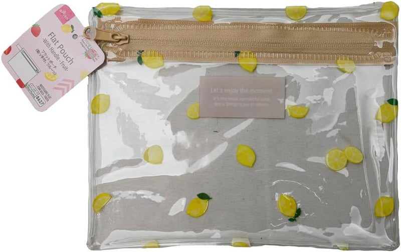 Daiso Flat Pouch with Handle - Fruit Print - Yellow - Image 1
